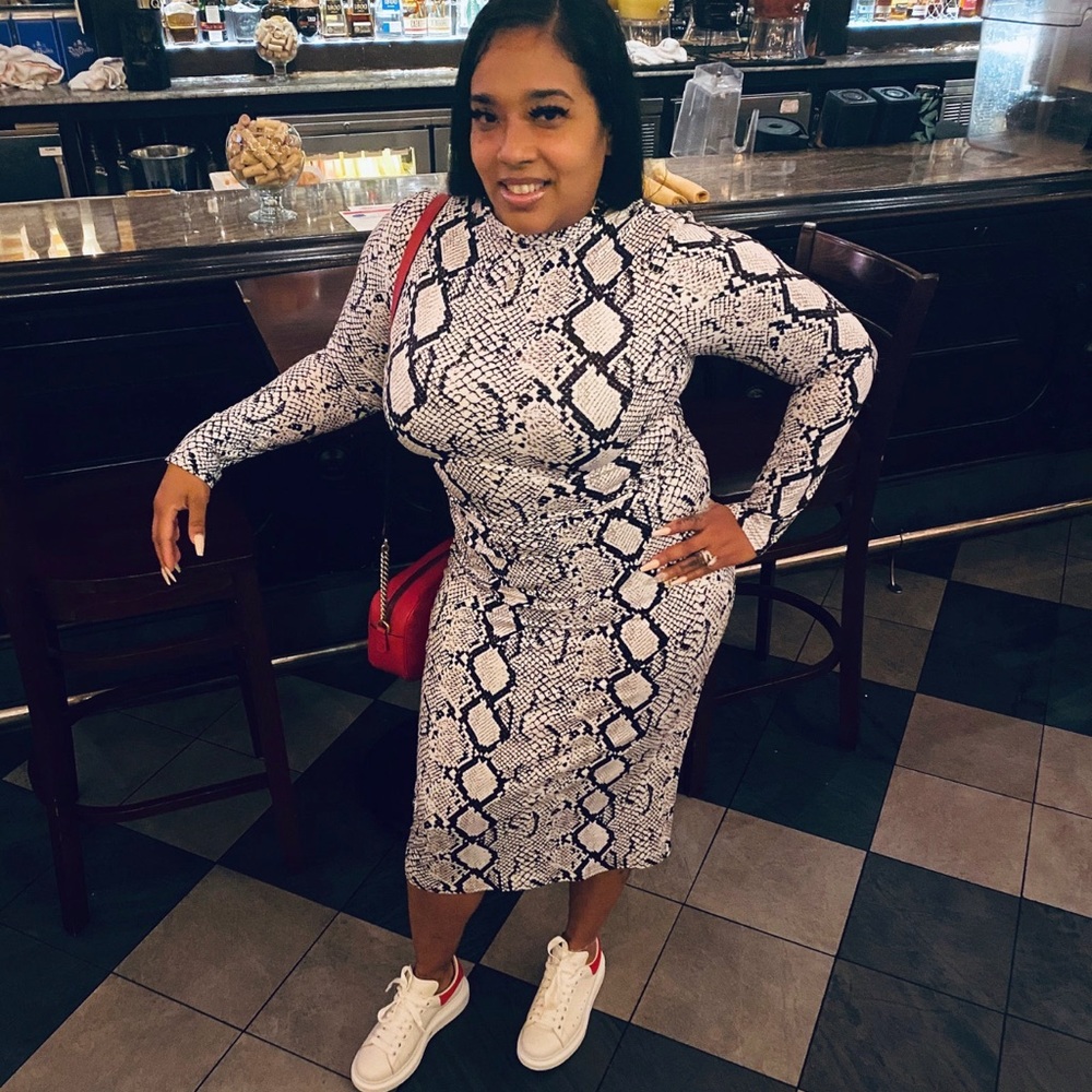 White snake skin body con dress